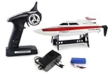 FT007 High Speed Fast RC Racing Boat 4-Channel 2.4Ghz (Red) - 490 ft Range