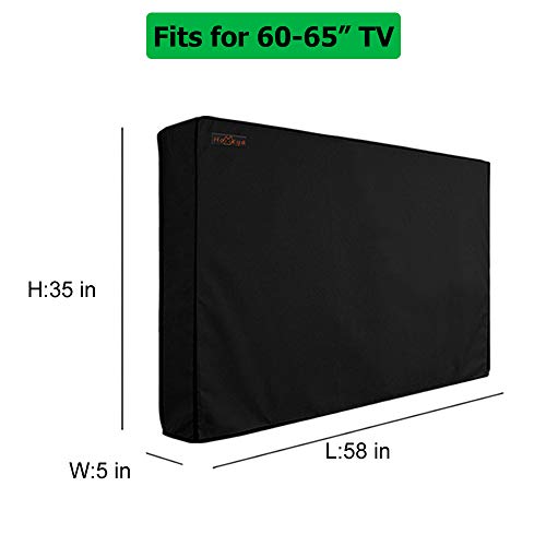 Outdoor TV Cover 60-65 Inch, IC ICLOVER Upgraded 600D Heavy Duty 4 Season Weatherproof Television Protector with Built-in Clear Front Film & Full Covered Bottom for LED, LCD, Plasma TV Screens