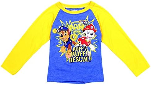 Paw Patrol Toddler Little Boys Ruff Ruff Rescue Long Sleeve Shirt (3T, Blue / Yellow)
