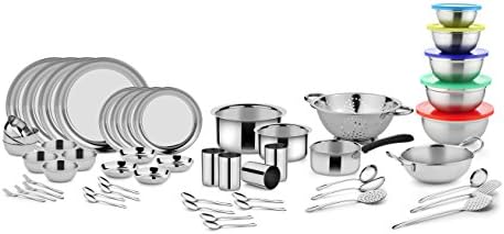 Classic Essentials Stainless Steel Dinnerware Set, 52-Pieces, Silver
