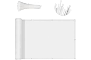 SUNNY GUARD 3FTx10FT White Balcony Privacy Screen Fence, Apartments Railing Screen, Heavy Duty Wind Block Screen for Outdoor,