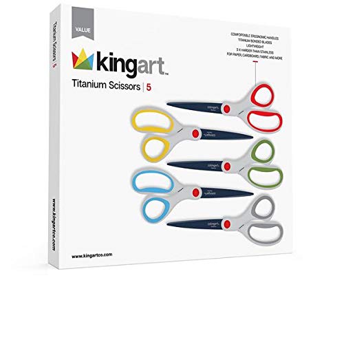 KINGART 950-5 Titanium Set, Set of 5 Scissors, Assorted 5 Piece