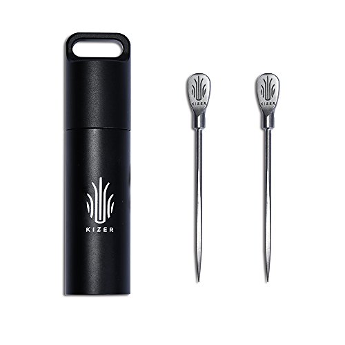 Kizer 2pcs Titanium Reusable Toothpick EDC Tool Survival Outdoor Camping Picnic Travel Kit T308
