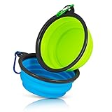 Starling's Collapsible Dog Travel Bowl - Water & Food Bowl Set by Silicone BPA Free & FDA Approved- W/D-Ring. Foldable, Portable - Ideal for Traveling, Hiking, Camping.