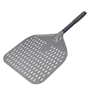Pizzaschep, Hard Geanodiseerde Aluminium Pizzaschil Geperforeerd Pizzapaddle met Handgreep voor Compacte Opslag…