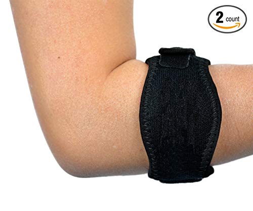 GRACEON 2 Pack Elbow Brace Tennis & Golfer's Elbow Pain Relief with Compression Pad, Wrist Sweatband