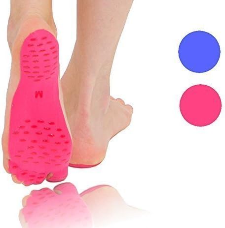 Gluing Soles - 1 Pair Stick on Soles for the recheten and left Foot Yoga Pilates Sole barefoot Schutz barefoot pink blue anti slip Grip Sand Wellness Spa Outdoor Shoe replacement