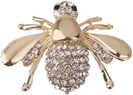 MagiDeal Lovely Small Honey Bee Rhinestone Brooch Pin for Women Gold