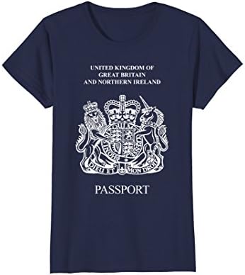 Womens United Kingdom National Vintage Passport T-Shirt Gift Small Navy