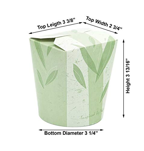 Takeout Paper Food Container - Pint 16 oz - Pack of 25 boxes - Green Leaves Print - Microwaveable - Disposable
