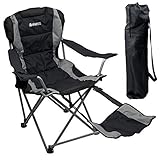 Outdoor Quad Camping Chair – Lightweight, Portable Folding Design – Adjustable Footrest, Cup Holder, Storage Carrying Bag – Durable Material, Steel Frame – by GigaTent