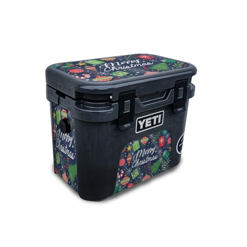 Glossy Glitter Skin Compatible with Yeti Roadie 15 Hard Cooler - Merry Christma…