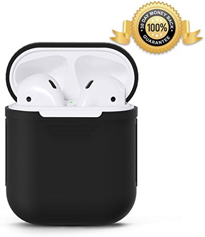Airpods Case, GDEER Silicone Rubber Soft Airpods Case Shockproof Airpods Accessories Protective Cover and Skin for Apple Airpods Black