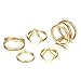 POYDORA Vintage Gold Bohemian Stack Rings V Rhinestone Joint Rings Knuckle Nail Ring Set for Women Girls (5 PCS)