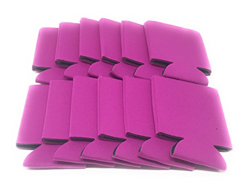 CSBD Beer Can Coolers Sleeves, Soft Insulated Reusable Drink Caddies for Water Bottles or Soda, Collapsible Blank DIY Customizable for Parties, Events or Weddings, Bulk (12, Fuchsia)