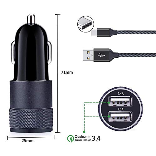 USB C Charger Set(4 in 1),3.4A Car Adapter, 2.1A Wall Charger Block with 2Pack 6Ft Type C Charger Cord for Motorola Moto Z Z4/G7/G7 G8 Plus/G7 Play/X4/ X5, Google Pixel XL, Samsung Galaxy S10e/Note 10