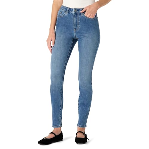 Amazon Essentials Women's High Stretch High-Rise Skinny Jeans, Medium Blue, 12…