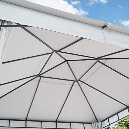 TOOLPORT Gartenpavillon 4x4 m ALU Premium ca. 220g/m² Dachplane wasserdicht Pavillon 4 Seitenteile Gartenzelt hellgrau ca. 9x9cm Profil – Bild 7