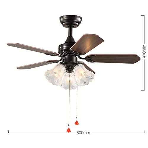 Ceiling fan light,indoor Silent Energy Saving Fan Light Stylish Modern Metal Indoor brown A 32inch [Energy Class A]