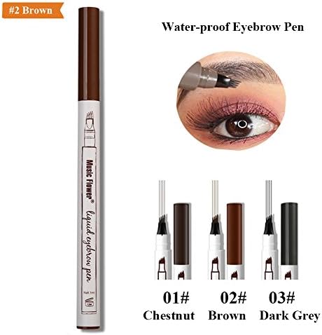 Eyebrow Microblading Pen,Water-proof Brown Eyebrow Tattoo Pen Long-lasting Smudge-proof Liquid Eyebrow Pen for Eyes Makeup (#2 Brown)