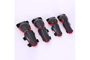 Seahouse Kids Dirt Bike Knee Elbow Pads Shin Guards Youths Protective Gear Set 4pcs for Sports (Red)