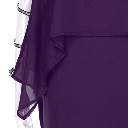 BSGSH Women's Chiffon Dress Strappy Batwing Sleeve Cut Out Split Back Bodycon Party Pencil Dresses Plus Size (XL, Purple)
