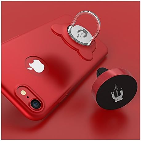 Ultra Thin Case for iphone8 Red Protect Back and Side with 360 Degree Rotation Ring Buckle Stand Holder and Universal Magnetic Car Mount Plate,iphone8 plus accessories (Red, iphone8)