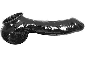 EXLATEX Latex Mens Cock and Ball Sheath Anatomical with Edge Curl Black