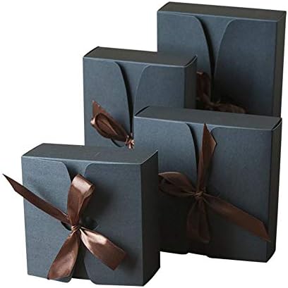 30 Pcs Small Gift Box for Cookies Candy Chocolates Kraft Paper Packing Boxes Baking Pastry Biscuits Nougat Boxes for Wedding Party (Black, 20.8x14x5cm)