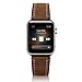 Elobeth iWatch Band Series 4 44mm Genuine Leather Replacement Watchband Crazy Horse Double Lines with Secure Metal Clasp Buckle Compatible Apple Watch 4 44mm/ 42mm Brown