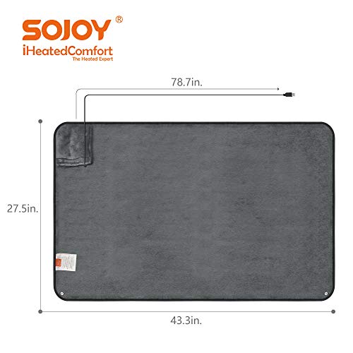 Sojoy iHeatedComfort USB Warm Heated Shawl and Lap Blanket for Home, Travel, Office, Car, Wheelchair, Bed, and Couch Cozy Super Soft Velvet Size (43 x 28 inch) Dark Gray SJ-USB001