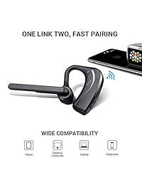 Foxica Business 2019   Auriculares de diadema con Bluetooth de 24 horas de duración con funda de carga, peso ligero, cancelación de ruido, asistente de voz, compatible con ambas orejas, iPhone, iPad, teléfonos Android y portátiles