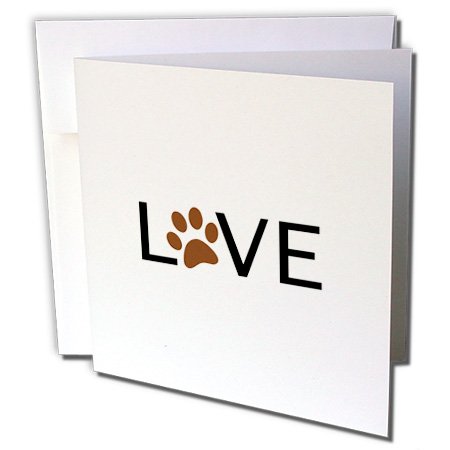 gc_180483_1 InspirationzStore Love series - Love with brown paw print for O. Animal lover pet owner pawprint gift - Greeting Cards-6 Greeting Cards with envelopes