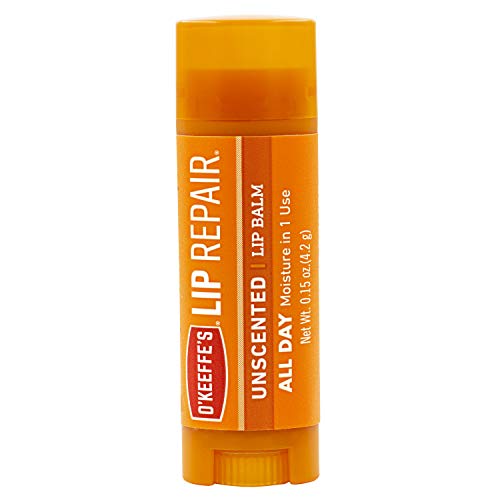 O'Keeffe's Unscented & Cooling Relief Lip Repair Lip Balm for Dry, Cracked Lips, Stick, (Pack of 4)