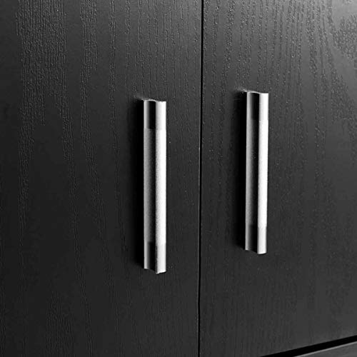 WATERJOY Wall Mounted Hanging Floating Desk Hutch Storage Cabinet Shelves Media Storage Display Hutch, Home Office Furniture, Black