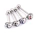 CrazyPiercing 4Pcs 14G Stainless Steel Skull Diamonds Tongue Rings Barbell Piercing Tongue Bars Body Percing Jewelry