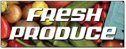 72" Fresh Produce Banner Sign Stand Farmers Market Signs