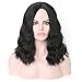Rosa Star Short Wavy Black Wig, Short Black Bob Wigs for Women, Wavy Bob Wig Synthetic Natural Looking Heat Resistant Fiber Wigs