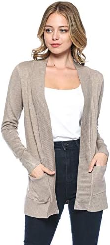 Urban Look Womens Basic Long Sleeve Open Front Comfy Sweater Cardigan