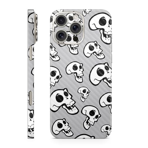 Carbon Fiber Phone Skin Compatible with Apple iPhone 16 Pro Max - Laughing Skul…