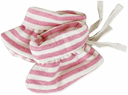 Sckoon Organic Baby Booties - Pink and White Stripe One Size