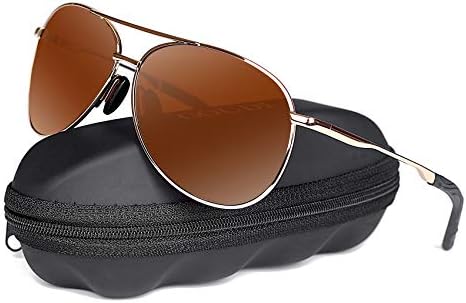 Polarized Aviator Sunglasses for Men - goudi Metal Frame driving UV 400 Protection Mens Women Mirror Sunglasses 8002
