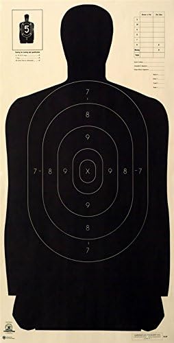 Police Standard Silhouette Target -Black Rendition - Official NRA Target B-27 23" X 45" (100-pack)