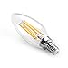 Ascher E12 LED Classic Candelabra Clear Light Bulb / 4W, Equivalent 40W, 470LM / Warm White 2700K / Filament Clear Glass / Non dimmable / Pack of 6
