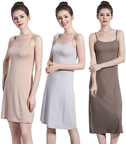 UVAN ART Women's Slips Basic Long Dress Strap Cami Under Mini Midi Maxi Slip Dress 3 Pack