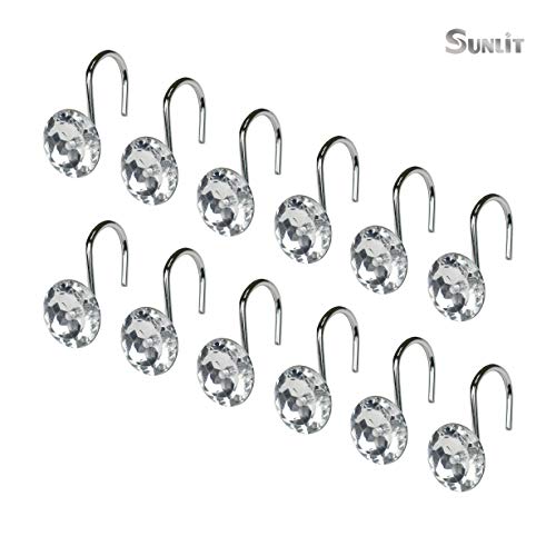 image for Sunlit Luxury Design Round Diamond Crystal Gem Bling Shower Curtain Ho