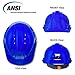 Amston Safety Hard Hat, Head Protection, “Keep Cool” Vented Helmet, Fully Adjustable, Low Profile, Cap Style, Type 1 Class C, Construction, ANSI Z89.1, Blue