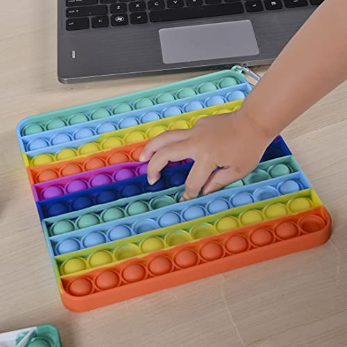 2 Pack Giant Jumbo Large Big Size Pop Fidget Toys Its Rainbow Poppers Push Pop Bubble Fidget Popping Sensory Fidget 100 Bubbles Reliever Silicone Fidget Mega Huge for aldult Boys Girls(Square, Heart)…