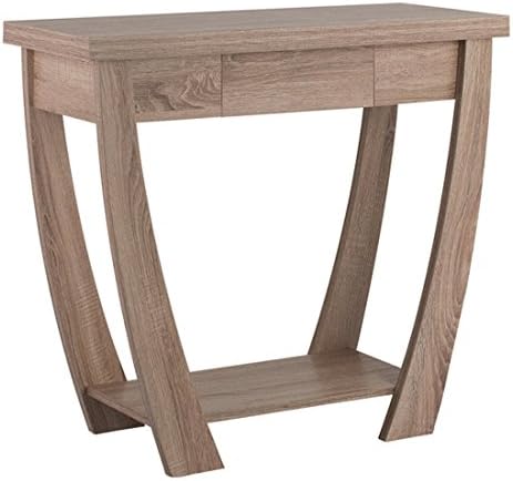 Quin Console Table - Has a Curved Design and Center Drawer with an Open Shelf - Place This Beautiful Table At Your Entryway - Modern Style (Light Oak)