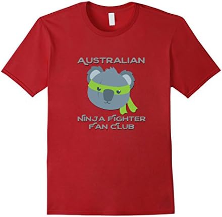 Men's Australian Ninja Fighter Fan Club Shirt Koala Tee Medium Cranberry